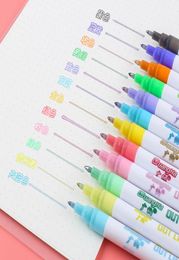 12 Magic Double Lines Art Markers Pen Out Line Fine Liner Marker Fineliner Calligraphy Lettering Colour Scrapbooking s Y2007099366019