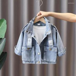Jackets Baby Boys Jacket Cardigan 2024 Fashion Spring Autumn Demin Coats Children's Clothes Outerwear 2-12 Years
