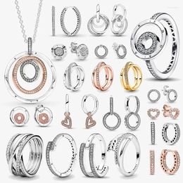 Cluster Rings Women Jewelry Fit Original DIY Designer S925 Sterling Silver Fine Jewellry Charm Earring Plata De Ley 925 Mujer