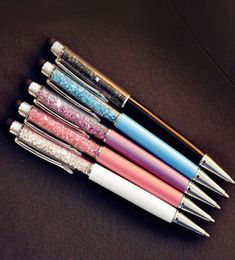 Fashion Design Creative Crystal Pen Diamond Ballpoint Pens Stationery Ballpen Stylus 20 Colours Oily Black Refill6254951