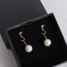 Earrings Y Pure gold chain Pearl pendant Wedding shimmering high carbon pearl jewelry gift for women