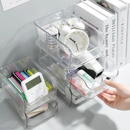 Storage Boxes Desktop Box With Stackable Drawer Style Student Dormitory Stationery Pen Holder Acrylic Cosmetic Shelf On The Table