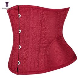 Short Torso Red Underbust Corset Steampunk Corselet Top Hourglass Curve Shaper Slimming Waist Trainer 240110