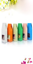 8x155Embossed pink orange white Green blue gray Kraft paper color packaging Square transparent window scented tea Packing box sea7354268