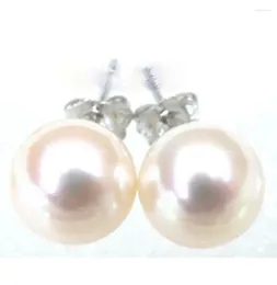 Dangle Earrings Genuine 8.5mm Perfect Round White Akoya Pearl Earring Solid 14K/20 Gold