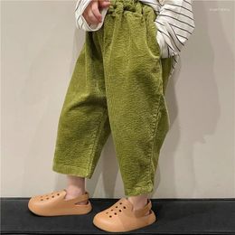 Trousers 2024 Spring Kids Corduroy Casual Ankle-length Pants Korean Style Unisex Children Soft Loose