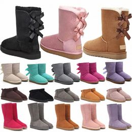 2023 Australian Australia Warm Boots Mini Half Snow Boot Ankle Boot Classic Winter Full Fur Fluffy Furry Satin Womens Kids Booties Slippers Size 21-45 V1hz#