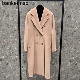 Luxury Coat Maxmaras 101801 Pure Wool Coat New Cashmere Coat Carmine Red High end Hepburn Style Mid length Women's Woolen Coat260WBCFA