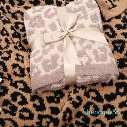 2022 fashion Blankets Half Wool Sheep Blanket Knitted Leopard Plush Dream347j