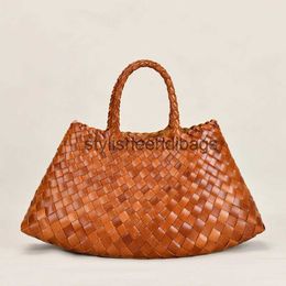 Totes New Knitted Baotou Layer Cowhide Handmade Vegetable Basket Bag Genuine Leather Women'sstylisheendibags