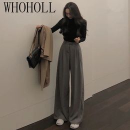 Spring Suit Pants Female Solid Wide Leg Pant Full Length Ladies High Quality simple Casual Straight 240109