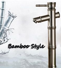 Whole And Retail Brushed Nickel Bathroom Faucet Bamboo Style Sinlge Handle Hole Vessel Sink Mixer Tap Deck Mounted4748453