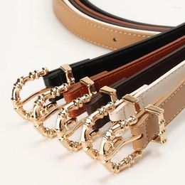 Belts Casual Versatile PU Thin Belt Clothing With 2024 Jeans Ladies Bamboo Alloy Pin Buckle