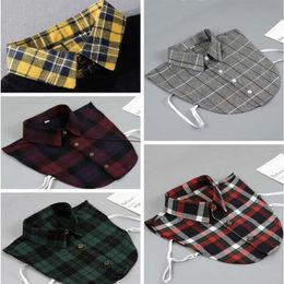 Plaid Fake Collar Shirt Women And Men Size 38 to 44 Dachable Collar Half Shirt Women Men False Collar Tie White Lapel Faux Col 240109