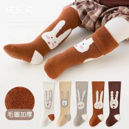 5Pcs/set Baby Stockings Thicken Warm Cotton Cartoon Baby Anti-slip Socks Baby Legging Knee Socks for Kids Girls Boys 240109