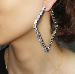 2021 Trendy Gold Silver Square Hoop Earrings for Women Bijoux Geometric Crystal Earrings Party Statement Jewelry Ladies Love Gift 2376491