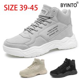 High Top Platform Men Tennis Sport Shoes Lightweight Waterproof Leather Sneakers Soft Thick Sole Male Walking Boots Tenis Hombre 240109