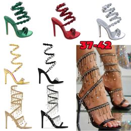 Dress Shoes Designer Heels Crystal-embellished sandal feast party leather stiletto high Heels Evening shoes women heeled Luxury Designers Ankle shoes footwear