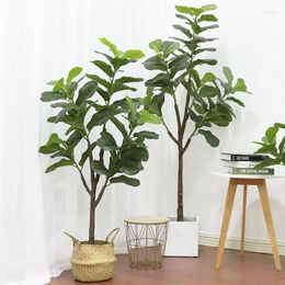 Decorative Flowers Large Artificial Tropical Tree Potted Plants Plastic Fake Leaf Green Banyan Bonsai For Home Garden Shop Decor 4 -6ft