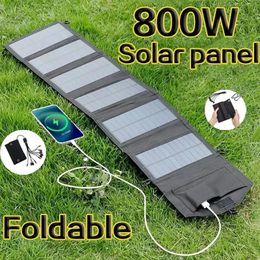 6fold 800W Foldable solar panel portable panels charger USB 5V DC Full time power mobile supply 240110