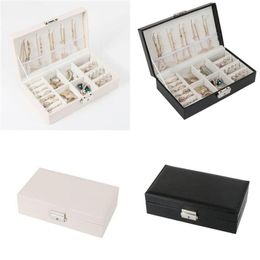 PU Leather Jewelry Box Organizer Storage Boxes Travel Case Earrings Rings Necklaces Storage Box198Q