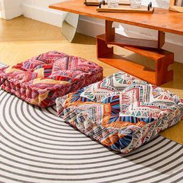 Pillow American Retro Thicken Square Chair Ethnic Style Printed Soft Futon Portable With Handle Garden Seat S