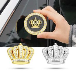 1 Pcs Golden Silver Fashion 3D Diamond Crystal Crown Car Sticker Metal Side Emblem Badge Car Body Decoration Styling Accessories