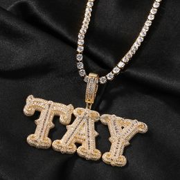 letter necklace hip hop full diamond barbed rock sugar letter DIY splicing combination personalized necklace GRA moissanite diamond 18k gold silver cuban link