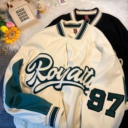 Men's Jacket Embroidery Letters Single Breasted Streetwear Harajuku Varsity Jacket Autumn Cotton Coat Baseball Uniform Clothing 240109