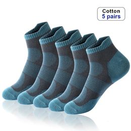 5 Pairs High Quality Men Ankle Socks Breathable Cotton Sports Mesh Casual Athletic Summer Thin Cut Short Sokken Plus Size 240109