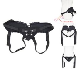 New BDSM Black Lace Strap On Dildo HarnessAdjustable Corset Style Penis Strapon HarnessLesbian Sex Toys Sex Product For Women Y8097411