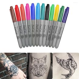 Tattoo Inks 12pcs Professional Colourful Permanent Skin Marker Pens Transfer Pen