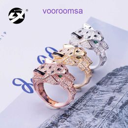 Carter popular Luxury Designer rings New Asian Gold Leopard Head Ring Set with Zirconia Personalised Eye Decoration Green Hot Style With Original Box