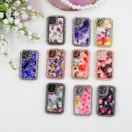 Diamond Flower Electroplated Phone Holder For iphone 15 14 13 All Phones Universal Smart Lazy Colored Bracket Rhinestone Plating Finger Ring Stand Gifts