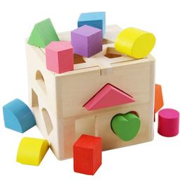 Building Blocks Children Early Educational Toys Wooden 13 Hole Shape Sorter Intelligence Box Baby Cognitive Matching Geometric 240110