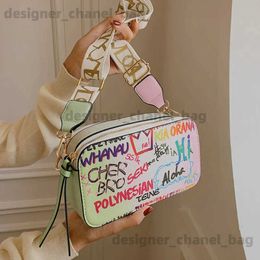 Shoulder Bags Letter Graffiti PU Leather Small Crossbody Bags Women Fashion Shoulder Bag Luxury Designer Handbags Female Mobile Phone Purses T240110
