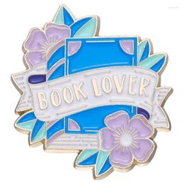 Brooches Book Lover Enamel Pins Blue With Flower Bookworm Brooch Lapel Badges Jewellery Gift For Friends Kids