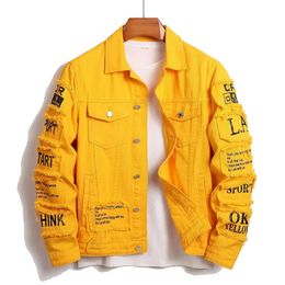 Men's y2k Denim Jacket Jeans Clothing Patches Windbreaker Cotton Stretchy Trucker for Men Cowboy Letter Designer Fashion 240109