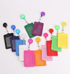 PU Leather Retractable Badge Card Holder Fashion Keychain Elastic Pull Lanyard ID Name Tag Card Cover Case9878871