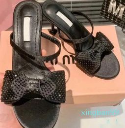miui miui Women's Luxury sandals Head Sexy Top-quality Slim Heel Open Toe Slippery Sandals