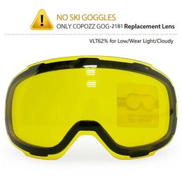 Goggles COPOZZ Original GOG2181 Lens Yellow Graced Magnetic Lens for Ski Goggles Antifog UV400 Spherical Ski Glasses Night Skiing Lens