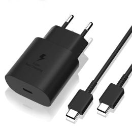 2 in 1 OEM Quality Chargers Note 10 USB C Fast Charging Cable 1m 3FT EU US Quick Charger 20W Power wall Plug 25W for Samsung Galaxy ZZ