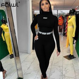 FQLWL White Black Fitness 2 Piece Set Women Suit Sportwear Summer Outfits Long Sleeve Crop Top Leggings Ladies Tracksuit Female 240109