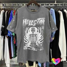 Men's T Shirts Hellstar T-shirt Skull Tee Men Women Grey Hell Star Tops Short Sleeve Casual Loose JDCE JDCE