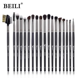 Brushes Beili Black 1019pcs Eye Makeup Brushes Natural Goat Hair Eyeshadow Eyebrow Eyeliner Makeup Brush Set Brochas Maquille