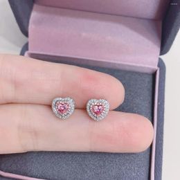 Stud Earrings CZZJ2024 On Sale 1168 Diamonds 0.40ct Solid 18K White Gold Nature Pink Female Studs For Women Fine