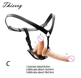 Thierry lesbian single anal plug double dildos Strap on Harness adujstable positionRealistic Penis Strapon sex Toys for women Y21042449