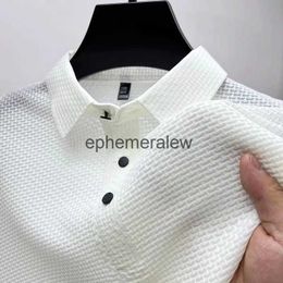 Men's T-Shirts Clothes Summer New Men's Lop-up Hollow Short-sleeved Polo Shirt Ice Silk Breathable Business Fashion Solid Golf T-Shirtephemeralew