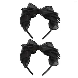 Makeup Sponges Black Mesh Bow Headband Handcrafted Flexible Fashionable Hair Accessories Lightweight Comfortable For Daily