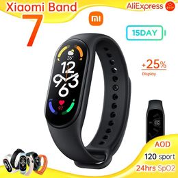 Watches Original Xiaomi Band 7 Watch Bracelet Wristband 1.62" AMOLED Screen 15d Standby AoD 120Sport 4Coach 24h SpO2 Heart Rate Sleep